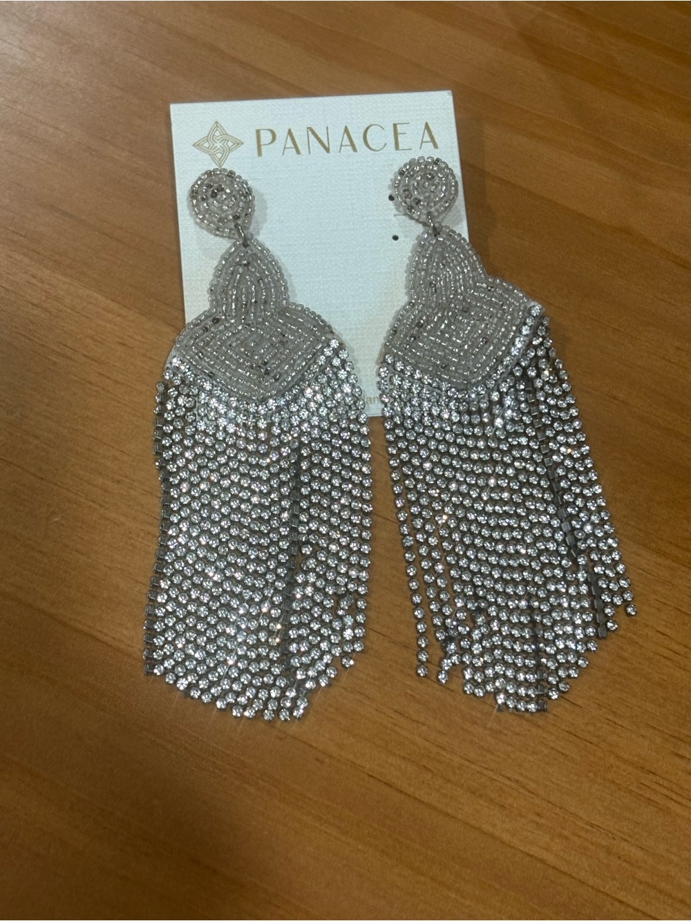 Panacea Cache Silver Crystal Fringe Drop Earrings